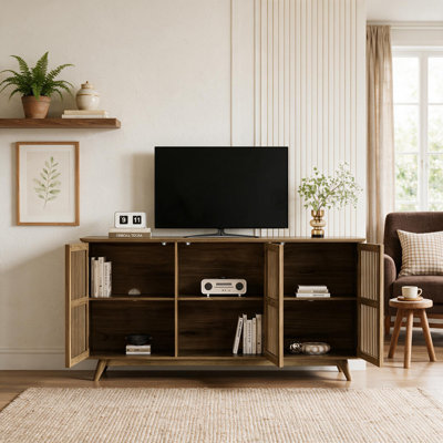 58.86" Solid Knot-Free Pine Wood TV Stand