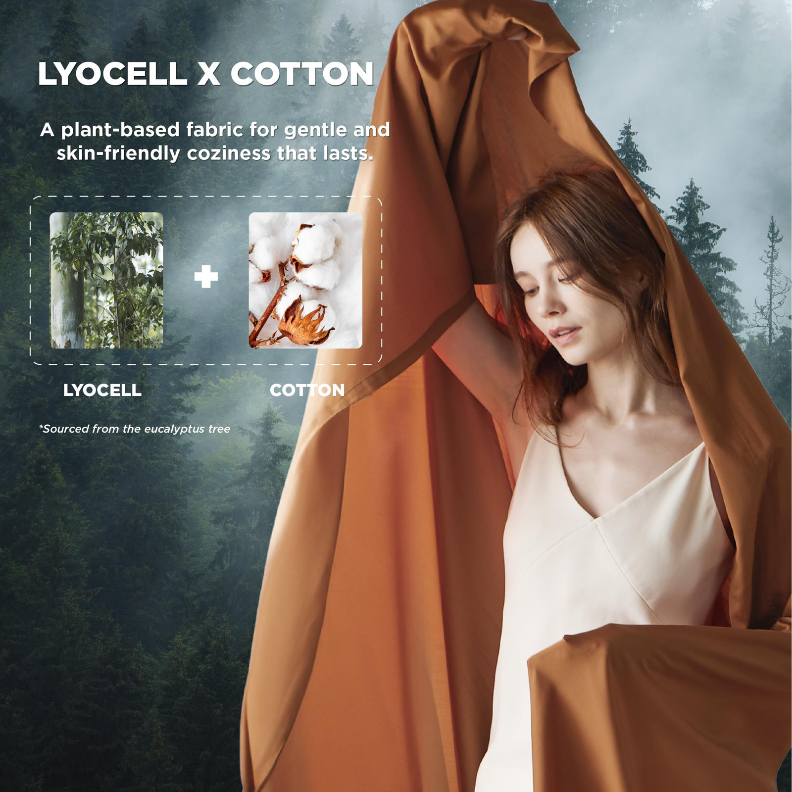 Cotton Blend Sheet Set, Queen Sheet Set with 1Fitted Sheet and2Pillowcases, Terracotta