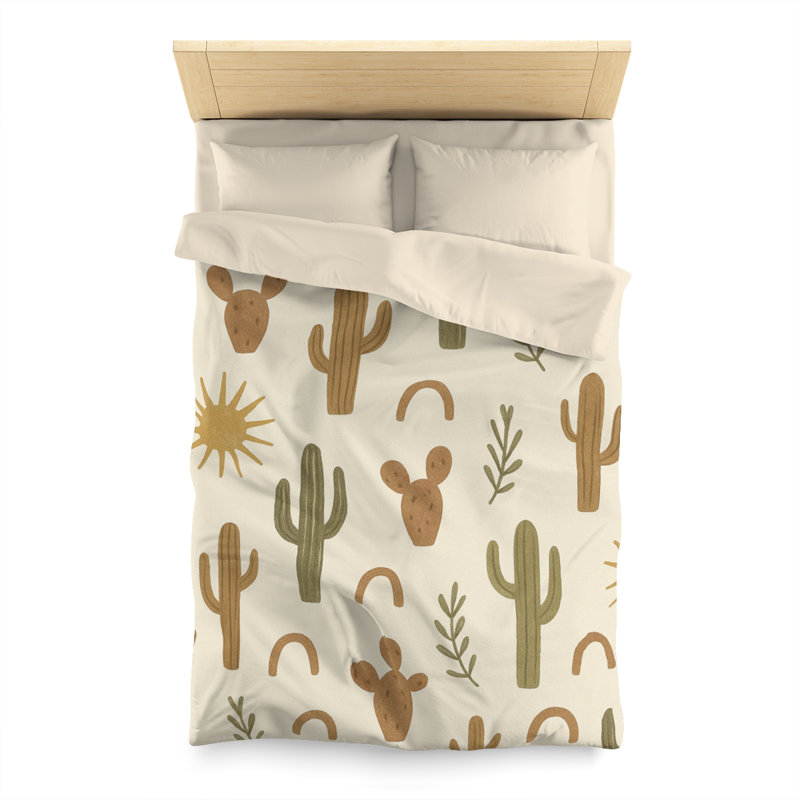 Microfiber Duvet Cover Boho Style, Design 22, Twin Duvet Cover, Olive/Brown/Cream