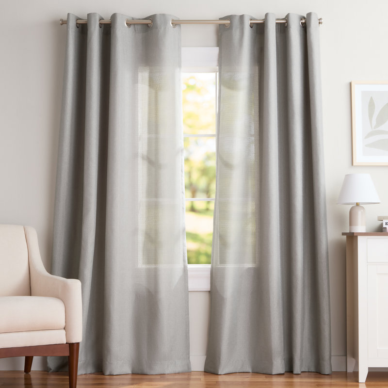 Panneaux de rideaux semi-transparents de couleur unie avec œillets Loha GT Aaliyah, Gris colombe, L 52 po x L 96 po