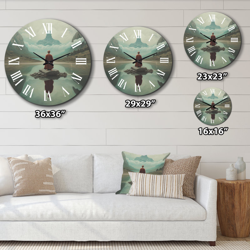 Horloge murale méditation méditation «Mindfulness Buddhist», Grand