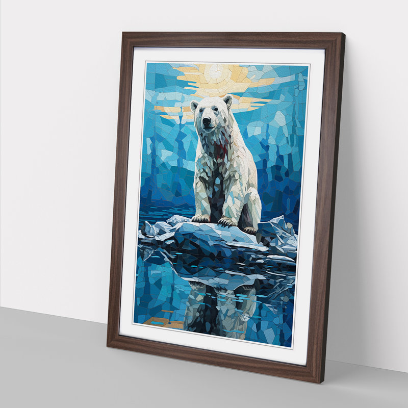 XYZ-FRM-V1223-5208 Polar Bear Orphism No.2 - Single Picture Frame Print on Wood, 34cm H x 25cm W x 2cm D, Walnut