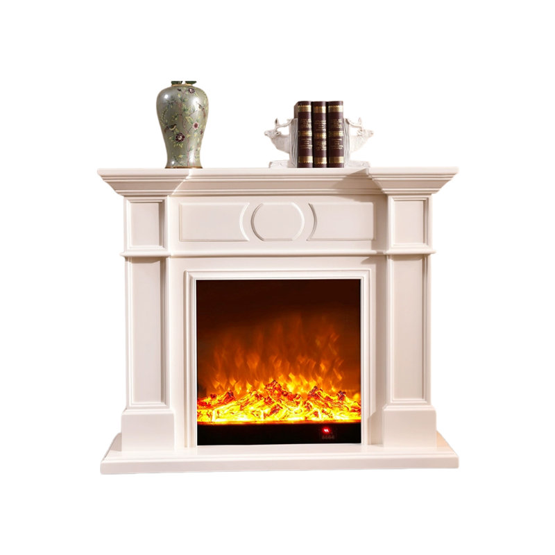 Solid Wood Electric Fireplace, 31.5" H x 47.24" W x 12.99" D, Beige