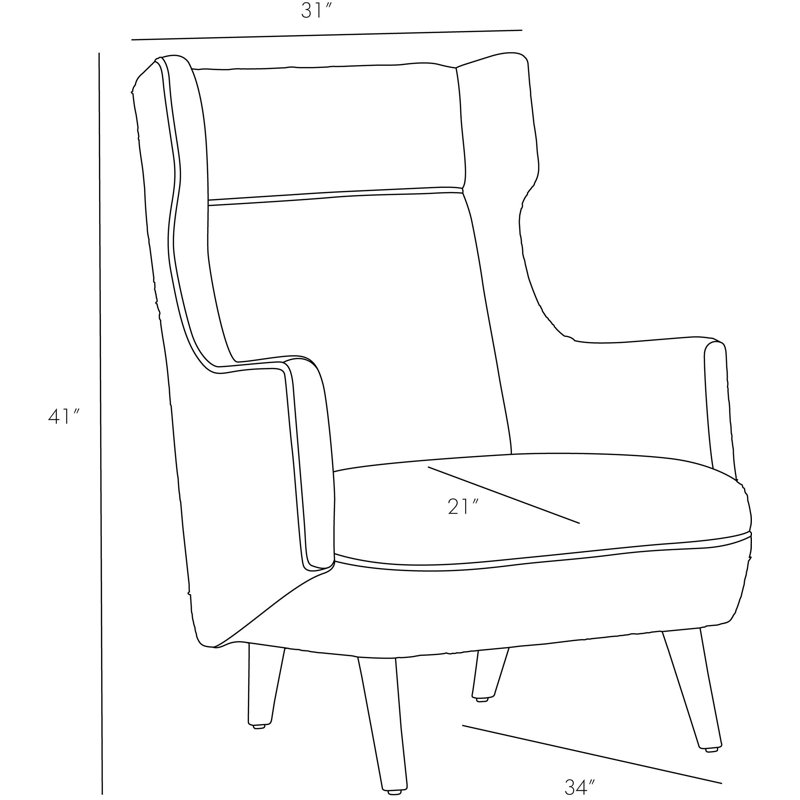 Budelli Wing Chair Cognac Leather Dark Walnut