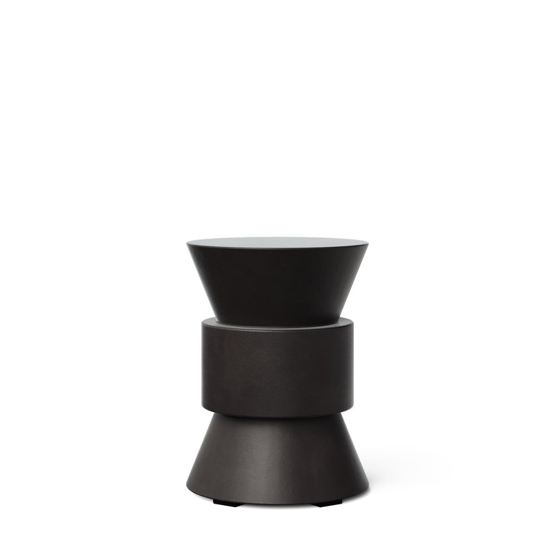 Black Concrete Hourglass Indoor/Outdoor Accent Stool