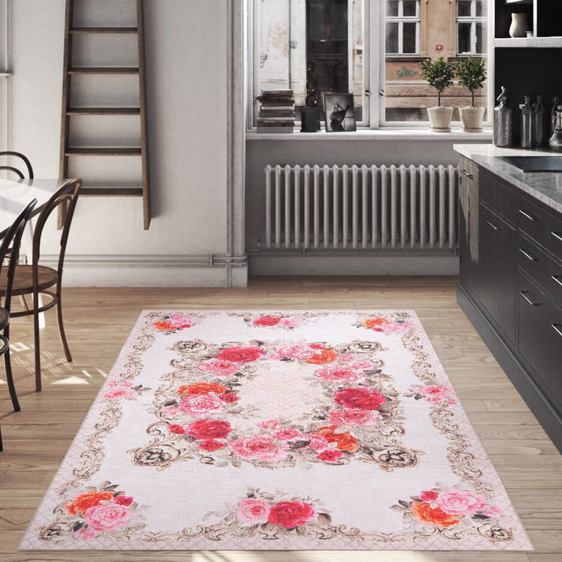 Luxurious Machine Washable Area Rug, 4.9 x 7.5 Feet, 100% Polyester, 1850 g/m², Pile Height: 0.2 inches | Eco-Friendly Recycled Poly Cotton Backing | Perfect for Living Room & Bedroom, Soft and Durable Design