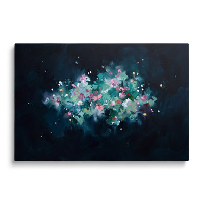 Multicolor Canvas Abstract Floral Bouquet Oil Painting, Modern Contemporary Wall Art for Living Room Bedroom and Home Office