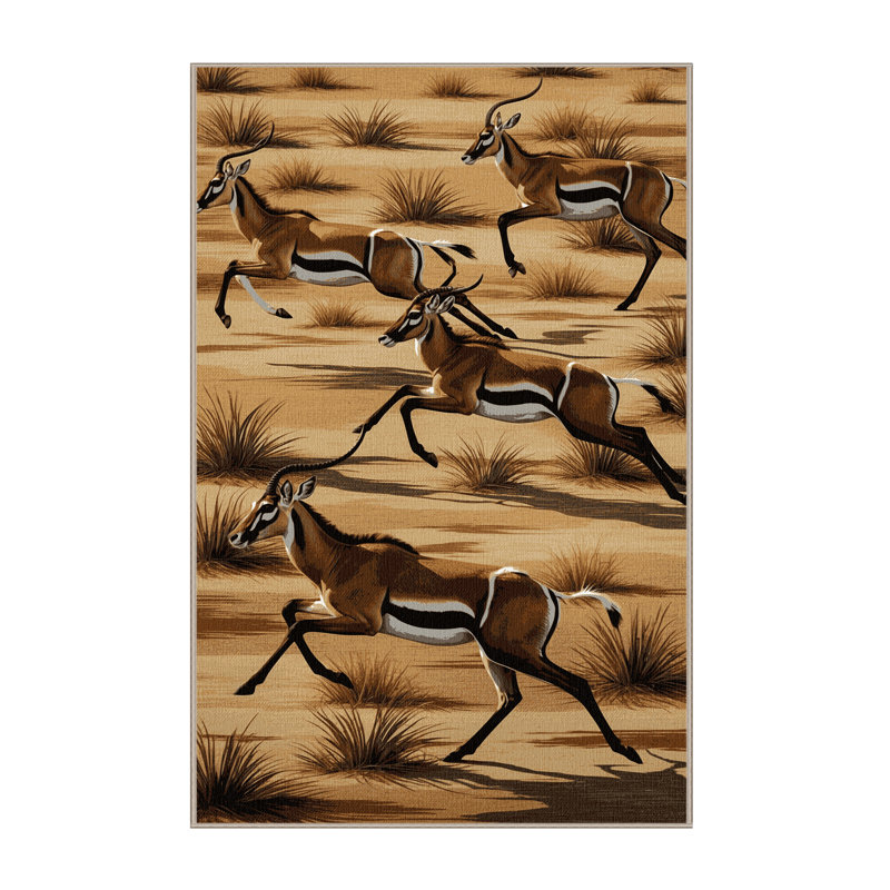 Washable Thomsons Gazelle Wildlife Area Rug, Rectangle 2' x 3'