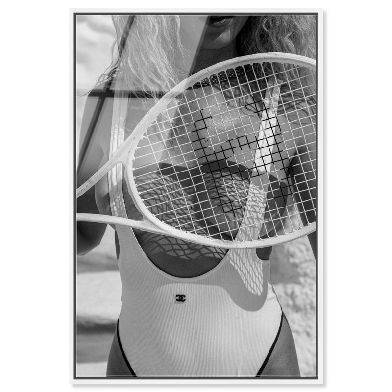 Court Couture BW Canvas Sports & Sports Teams Print by Oliver Gal, 55"H x 37"W, White Frame
