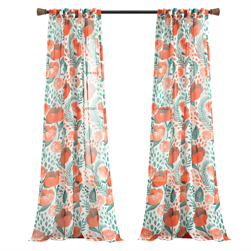 Paire de rideaux transparents Lopp Decor Poppy Garden (ensemble de 2)