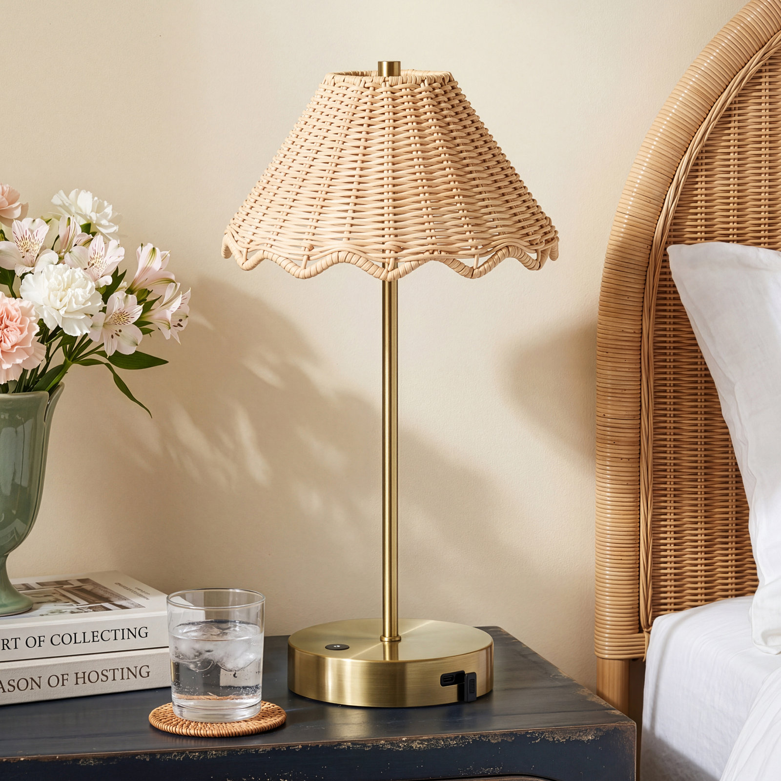 Stevie LED Cordless Table Lamp, Antique Brass