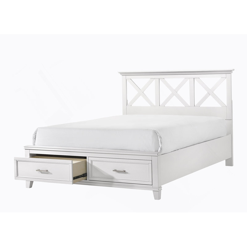 King X Storage Bed, White