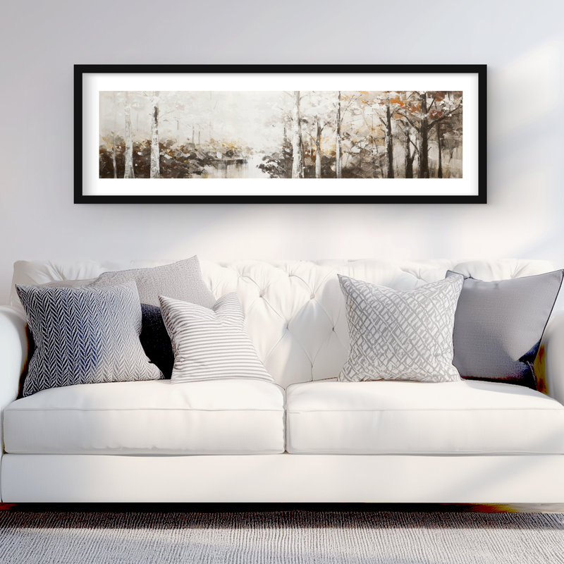 Abstrait forêt blanche - reproduction encadrée avec passe-partout pour la décoration intérieure