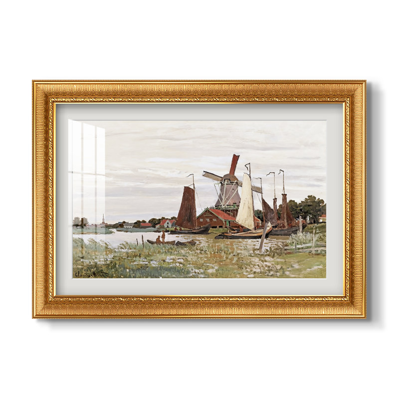 Moulin à vent de Zaandam, 1871 - Claude Monet - Reproduction encadrée sur mesure, 16x22 INNER SIZE, Framed Print with Mat