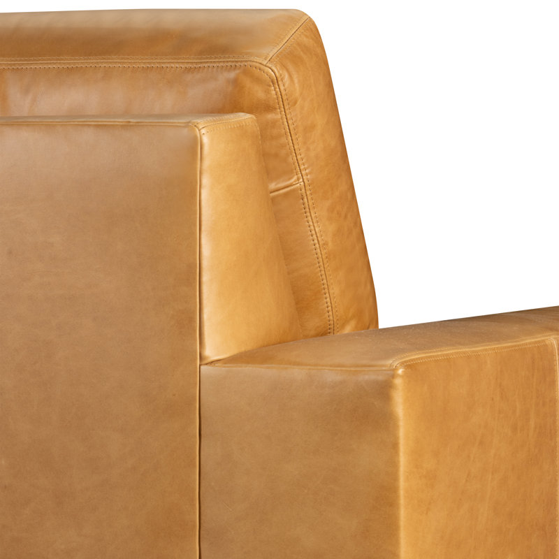 Canapé modulaire en cuir véritable 2 pièces Jonie, Cuir véritable caramel Steamboat, Orienté à droite