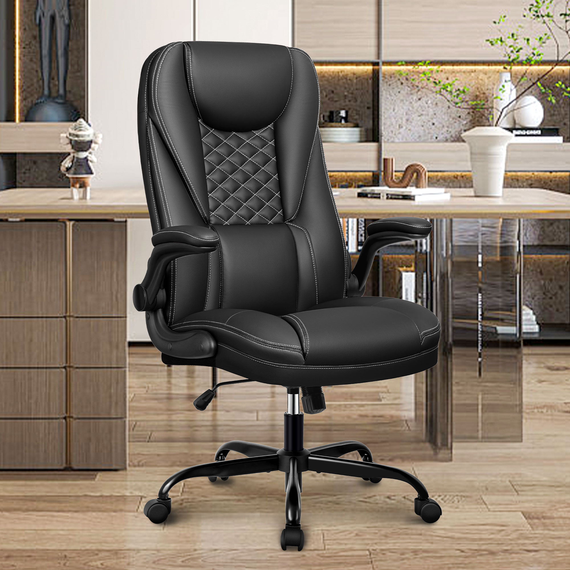 Inbox Zero Loriece Ergonomic Executive Chair with Flipup Armrests