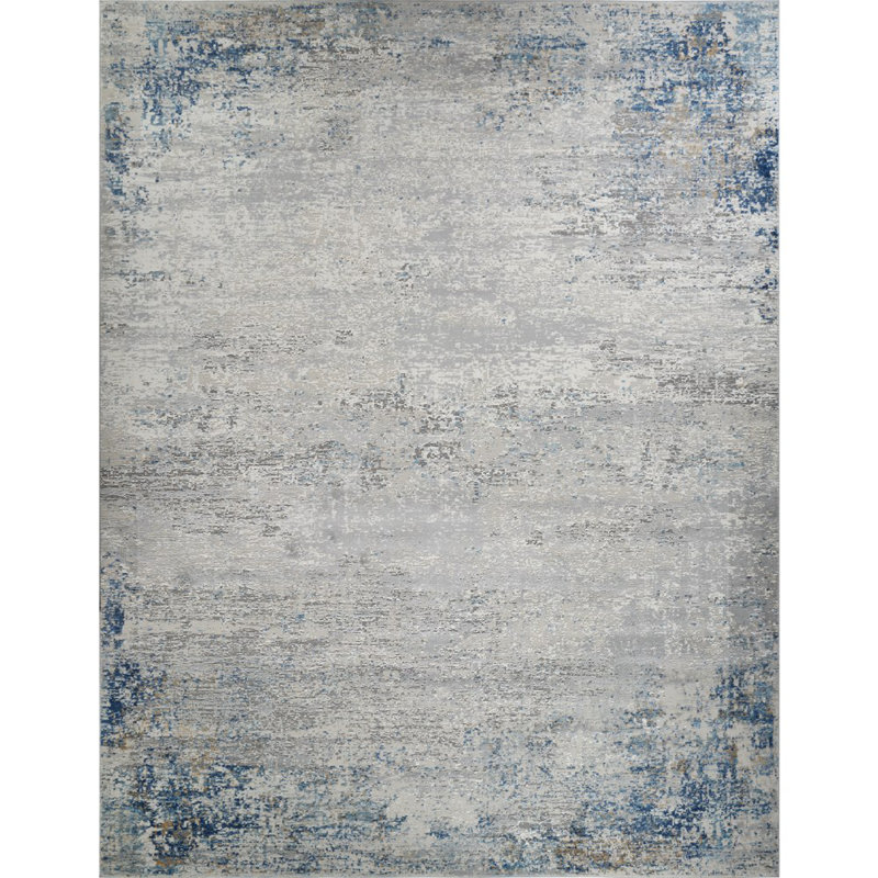 Stella Light Gray and Beige Rectangular Synthetic Rug