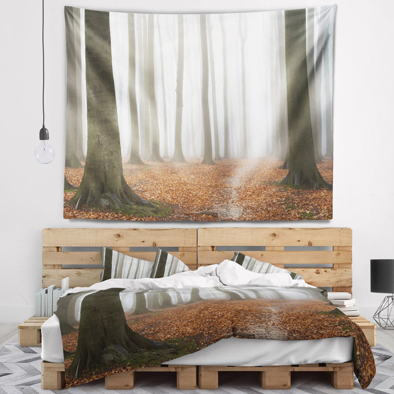 Photographie de paysage tapissier forêt d'automne brumeux, H 32 po x l 39 po