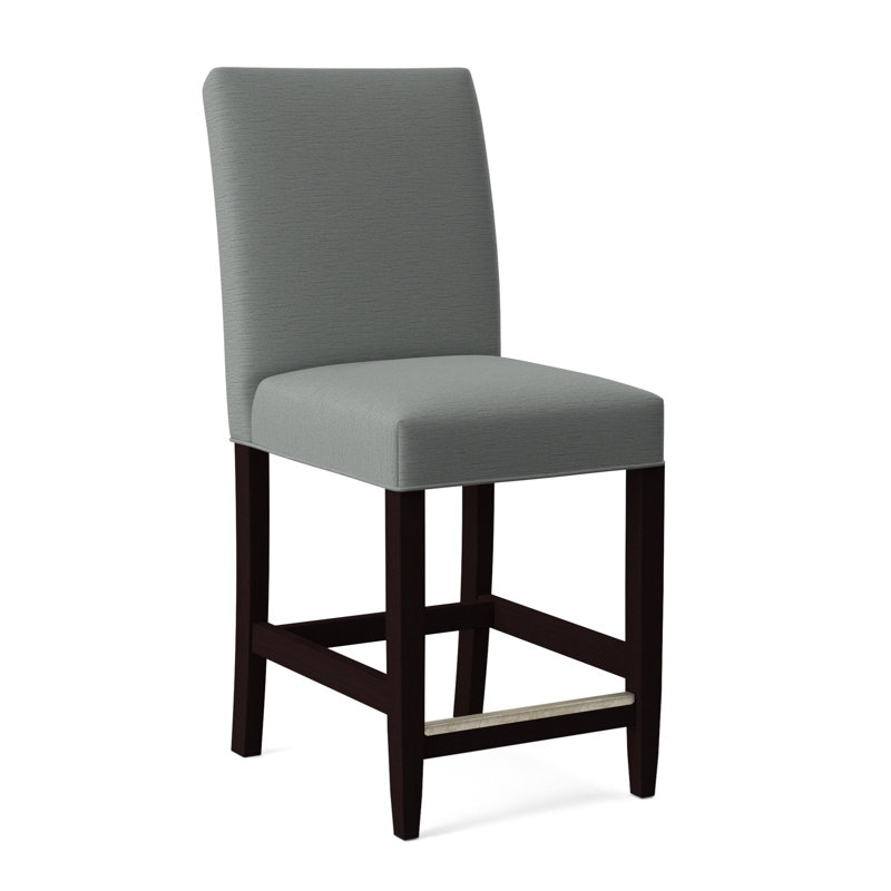 Manhattan Upholstered Stool with Solid Wood Frame, Java Finish, White Performance Fabric; 0851-94