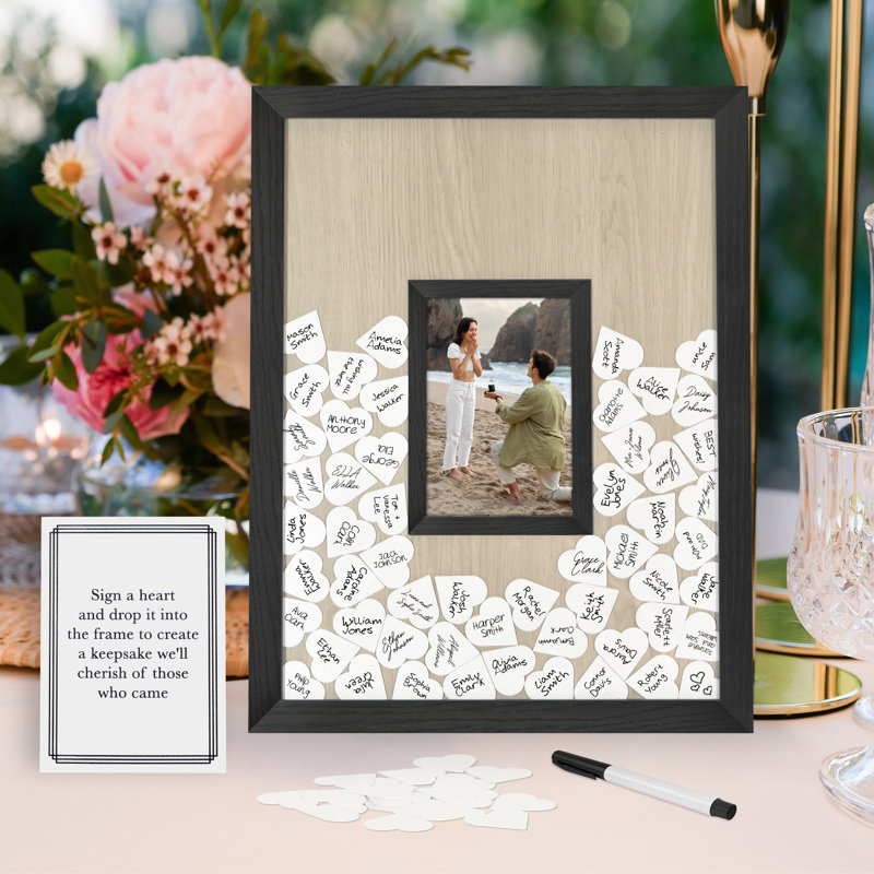 Livre d'or de mariage Americanflat 12 x 16 avec 80 jetons de cœur - Convient à une photo 4 x 6