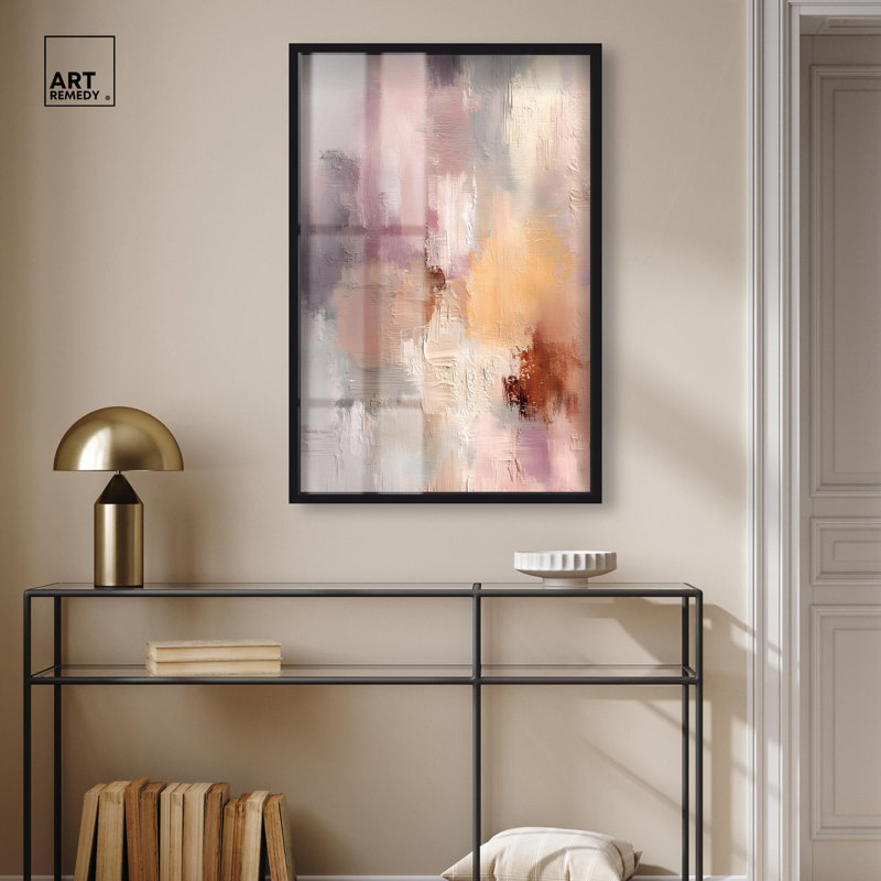 Décoration murale abstraite Hazy Sunset IV Shadowbox par Art Remedy, cadre noir, 25 x 37, H 37 po x l 25 po, Structure noire