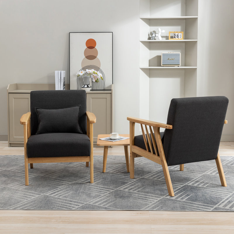 Raeliegh Upholstered Armchair, Gray Linen
