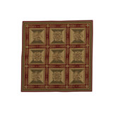 Hand-Knotted High-Quality Red, Beige, and Tan Square Area Rug