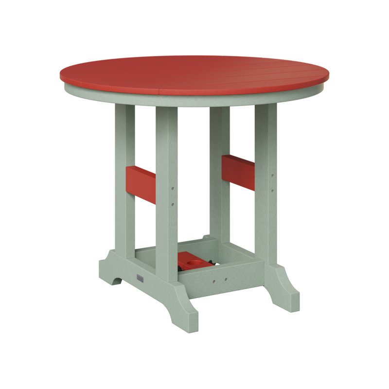 Garden Classic Outdoor Round Dining Table, Seafoam, Scarlet Red