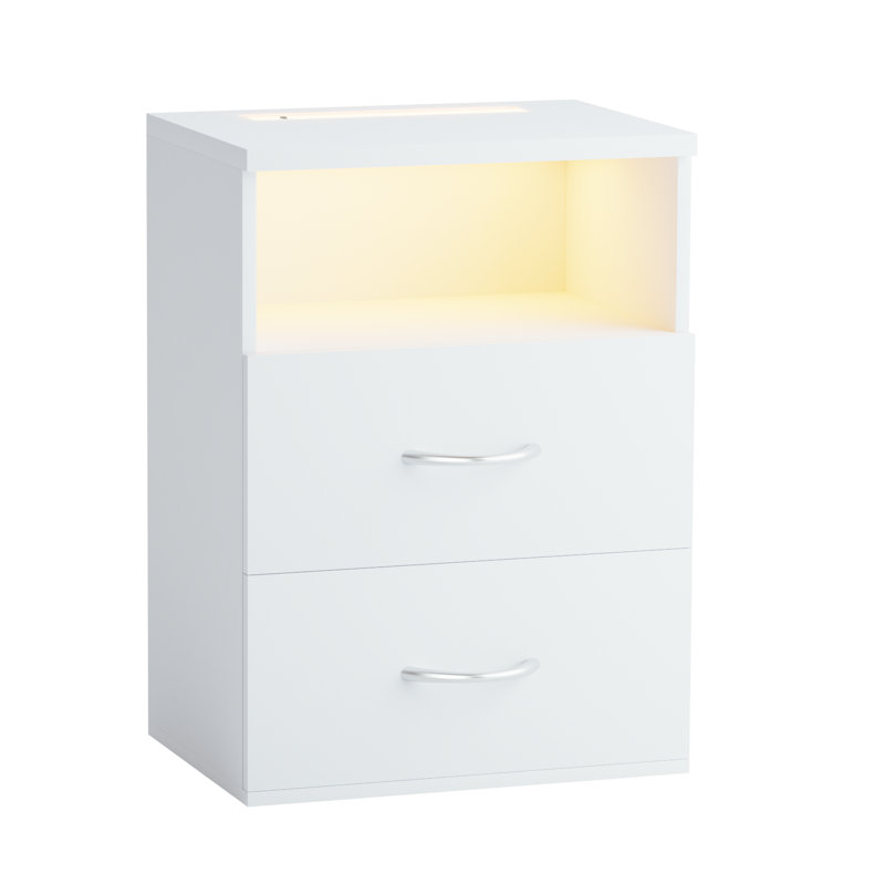Deneem 39cm W MDF/particle Board Bedside Table, White