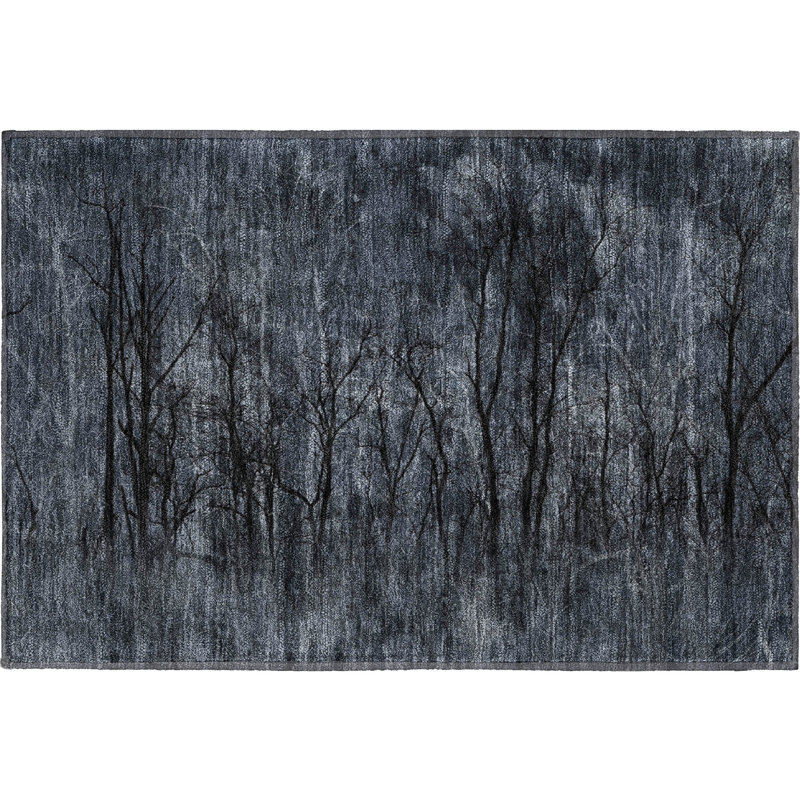 Premium Machine Washable Mayfield AMF2083 Floral Rug, Charcoal, 9' x 12'
