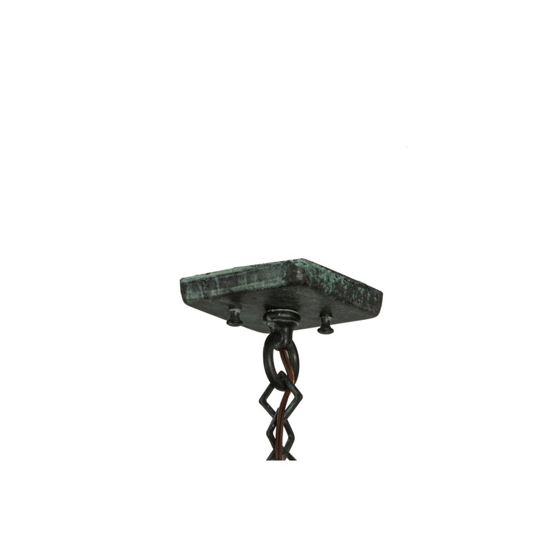 Luminaire suspendu 16 po carré, Vert-de-gris artisanal