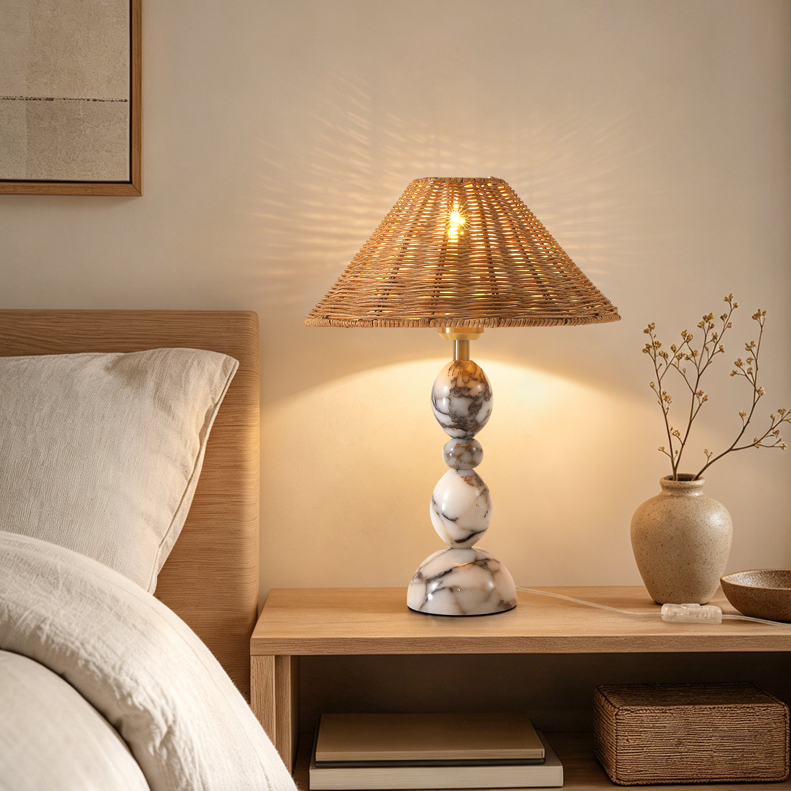 16" Sculpted Marble Table Lamp