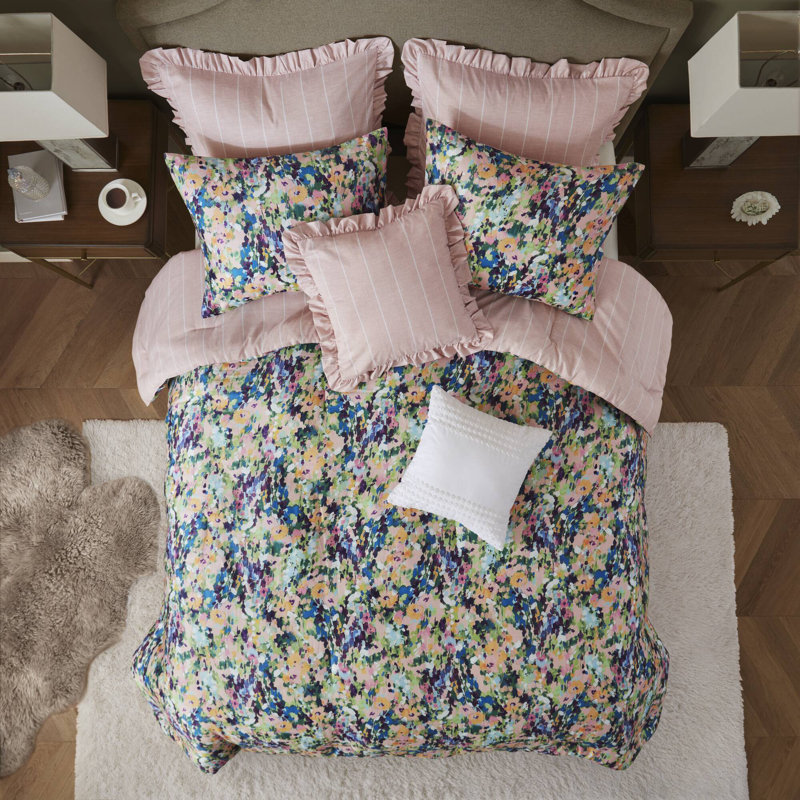 Ensemble de literie romantique en coton avec charme floral, confort toutes saisons