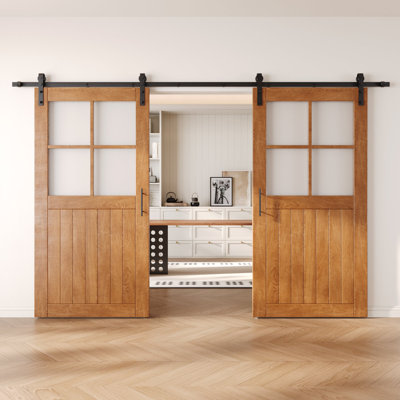 Portes de grange non assemblées et finies en verre givré 30 po x 80 po Homacer Early American