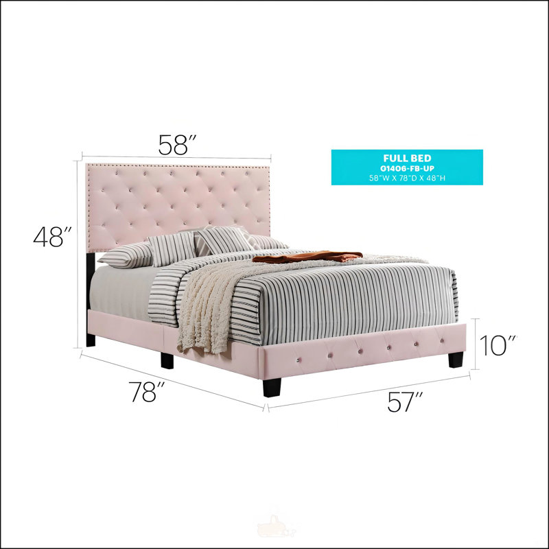 Lit double transitionnel Chic Chic, Double, Rose