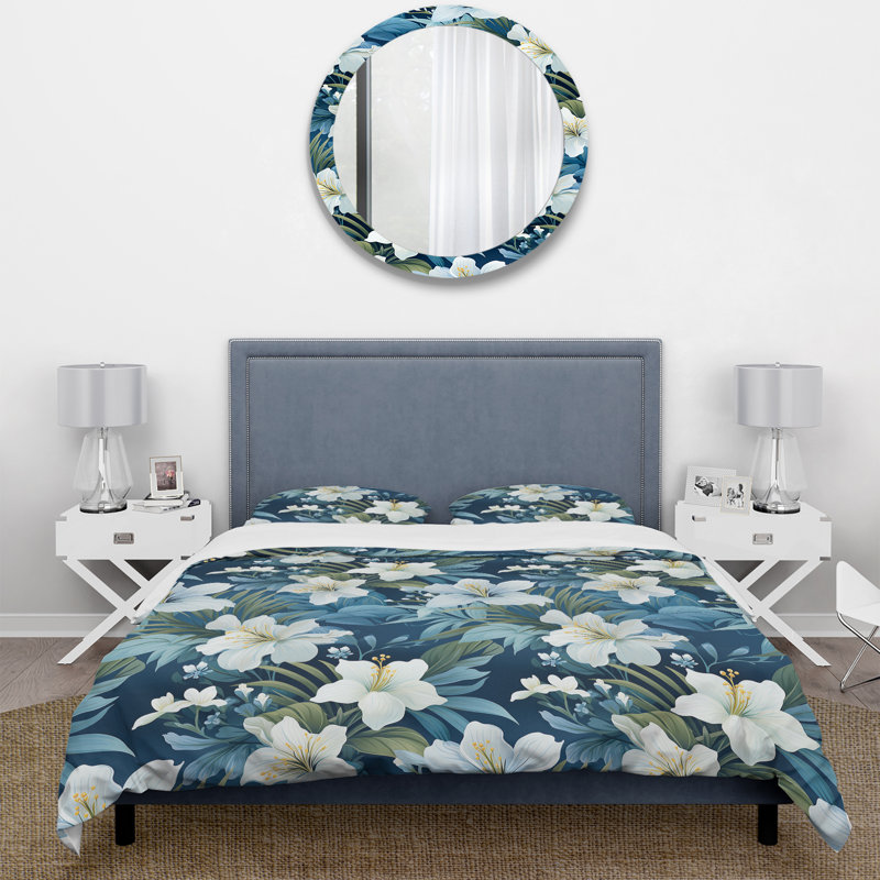 Ensemble de housse de couette bleu azur et vert, Housse de couette pour très grand lit et 2 très