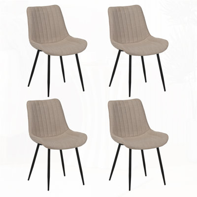 Ensemble de 4 chaises de salle à manger rembourrées modernes avec dossier rembourré et pieds en métal