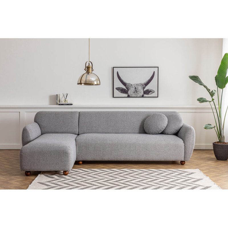 Beily Sofa & Chaise, Light Grey 100% Polyester, Left Hand Facing