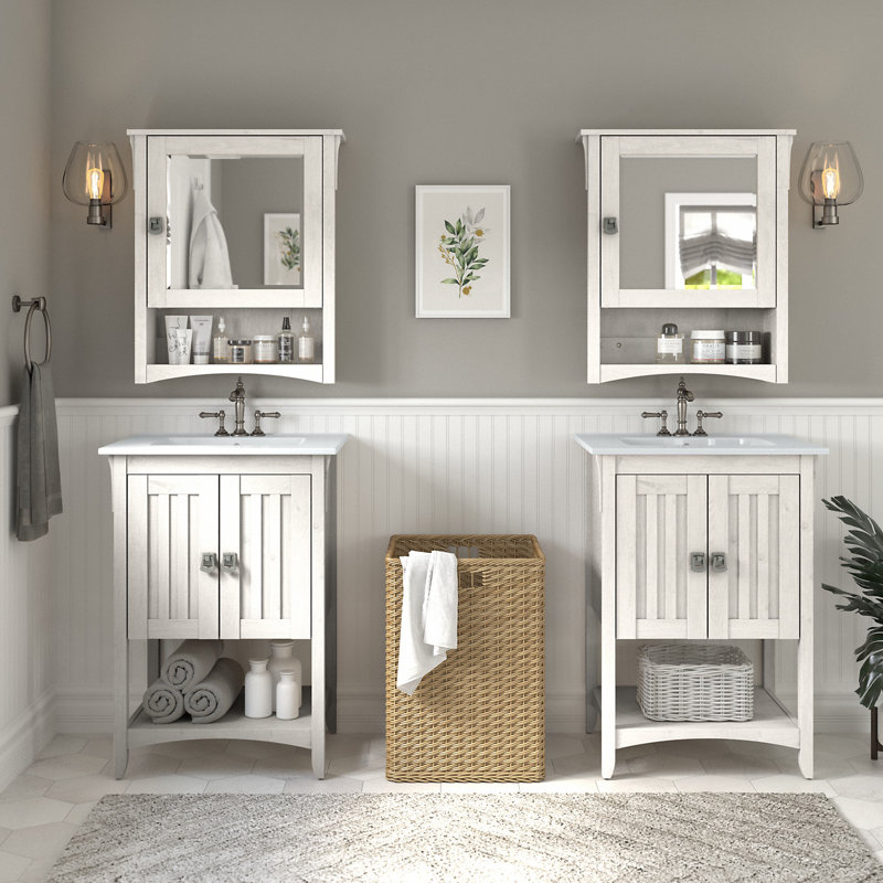 Meuble-lavabo double 24 po , Chêne blanc