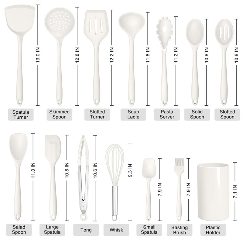 Ensemble d'ustensiles de cuisine 14 pièces, 14 pièces, blanc