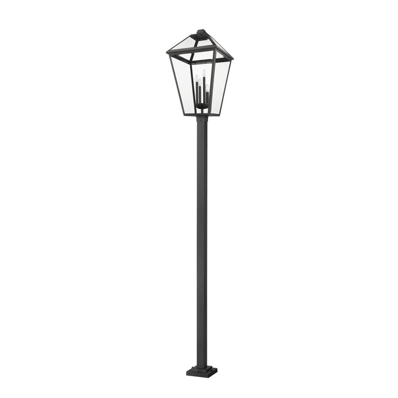 Bien-Aime Clear Beveled Lamp Post (Full), 128.25" H x 19.5" W x 19.5" D, Black, Beveled