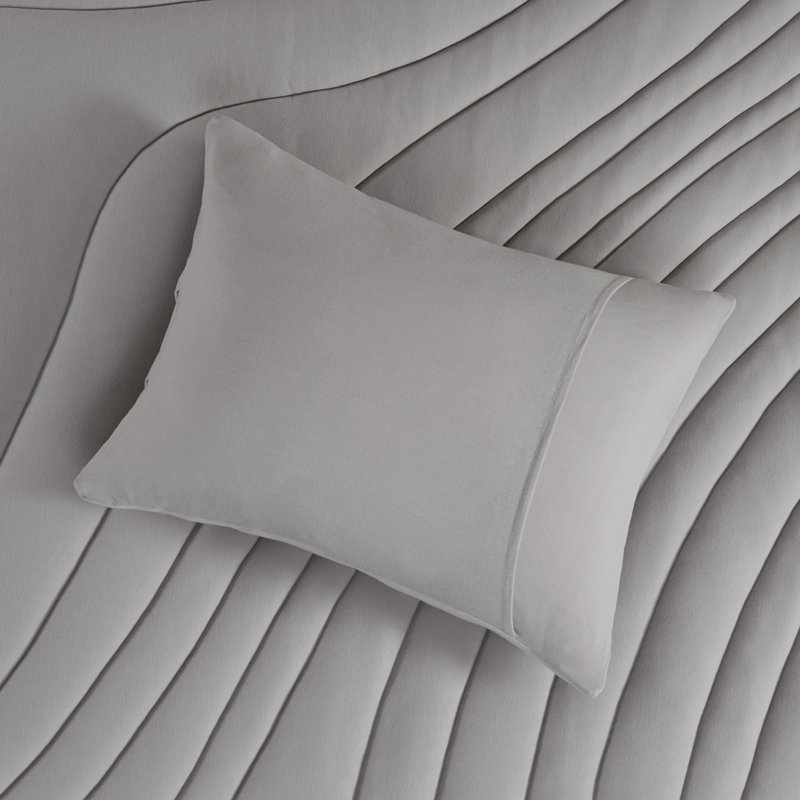 3 pièces d'édredon gris / très grand avec motif, rembourrage de 350 g / m² pour plus de confort et de douceur, comprend 2 taies décoratives, -, preuve, lavable à la machine, repos confortable et confortable, coffre-fort étiqueté, peu d'entretien