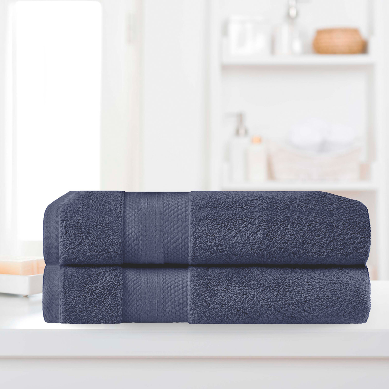 Finnian Ultra-Plush Heavyweight, 100% Turkish Towel Collection, Crown Blue, Bath Sheets - 2 Pack