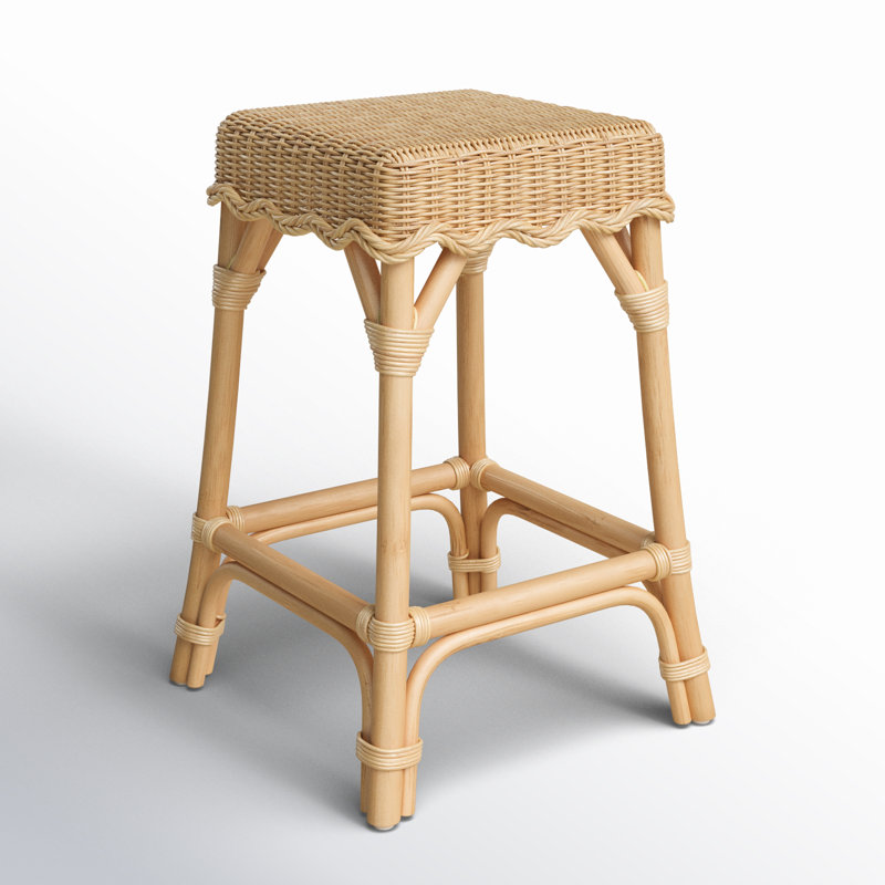 Lacie Rattan Scalloped Bar and Counter Height Stool, Counter Stool (24" Seat Height)