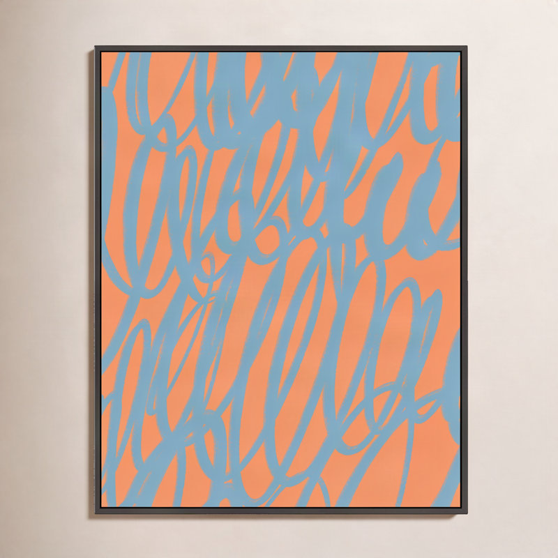 Zeya Color Squiggles 1 par Jacques Pilon - Art mural encadré, Toile avec cadre noir simple, H 50 po x l 40 po x P 1,25 po