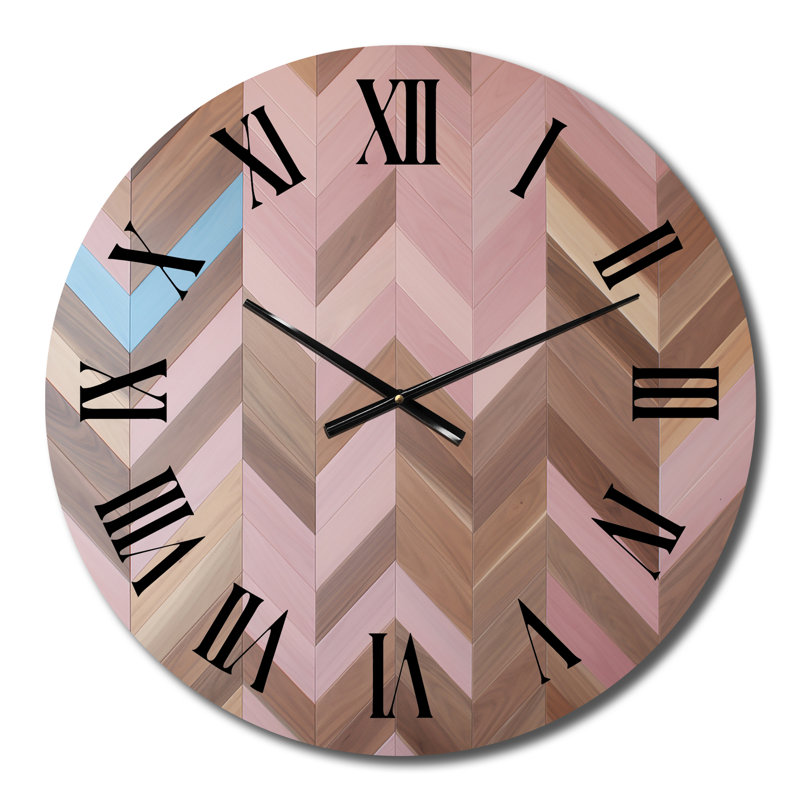 Motif rétro Mid-Century rose brun - Horloge murale moderne Mid-Century, Petit
