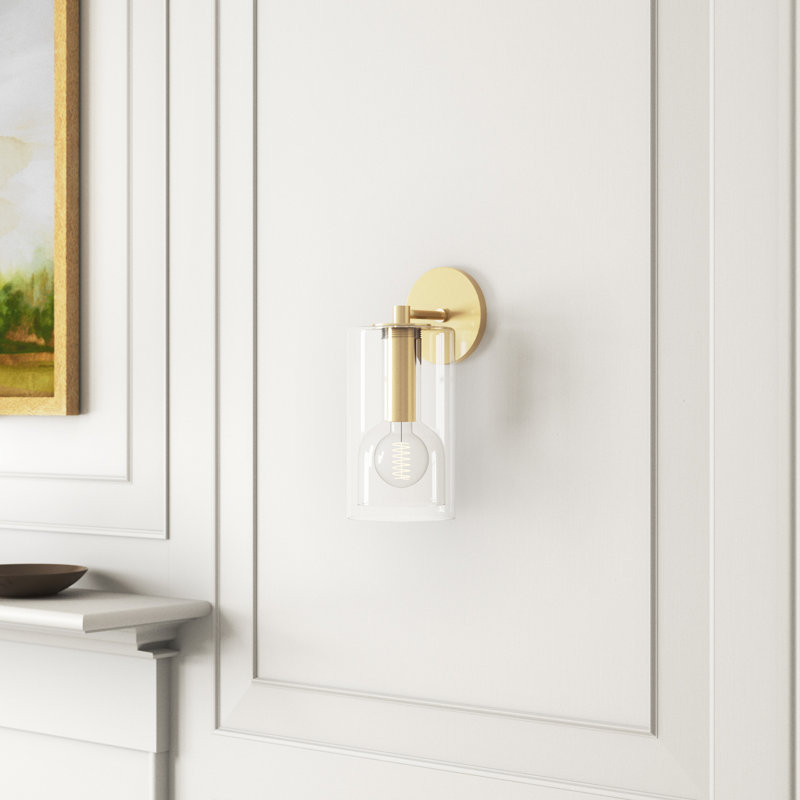 Adreille Steel Armed Sconce, Aged Brass