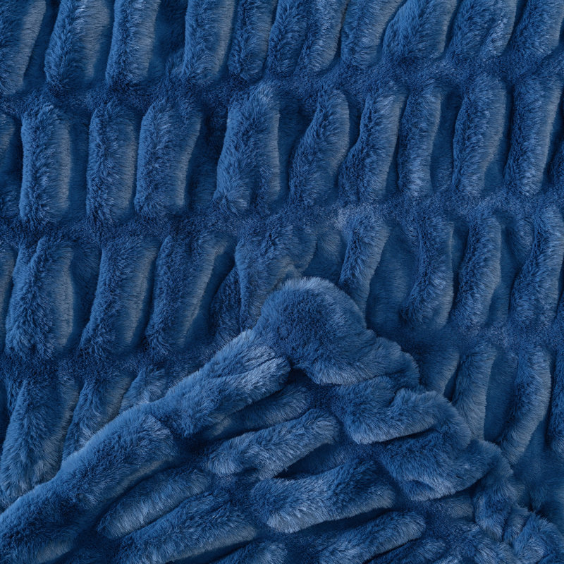 Blue Faux Fur Reversible Throw Blanket