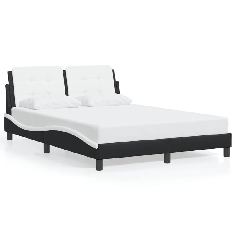 Structure de lit vidaXL avec DEL sans matelas Zadar noir et blanc 137 x 190 cm, Complète, Noir et blanc