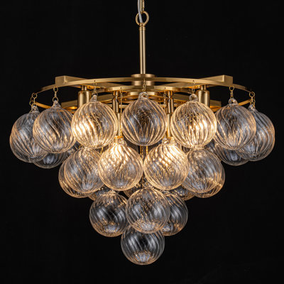 Yader 8 - Light Dimmable Tiered Bubble Chandelier with Textured Globe Glass